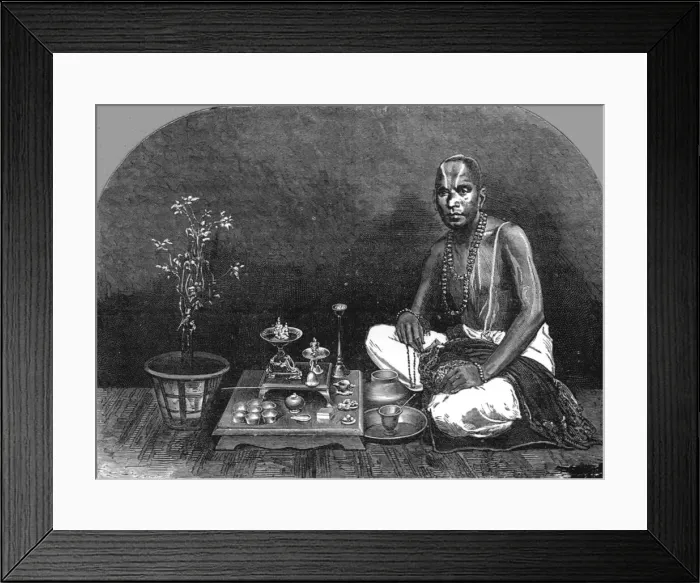 Framed Print : Brahmin at Prayer; Bombay and the Malabar Coast, 1875. Creator: C. B. Low Framed Print : Brahmin at Prayer; Bombay and the Malabar Coast, 1875. Creator: C. B. Low