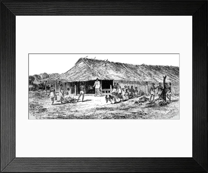 Framed Print : House of the Caboceer of MBO-GE-LAH; An Excursion in Dahomey, 1871. Creator: J. Alfred Skertchly Framed Print : House of the Caboceer of MBO-GE-LAH; An Excursion in Dahomey, 1871. Creator: J. Alfred Skertchly