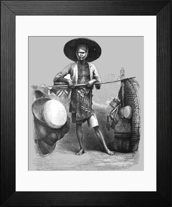 Framed Print : Basket-seller; A Visit to Borneo, 1875. Creator: A. M. Cameron Framed Print : Basket-seller; A Visit to Borneo, 1875. Creator: A. M. Cameron