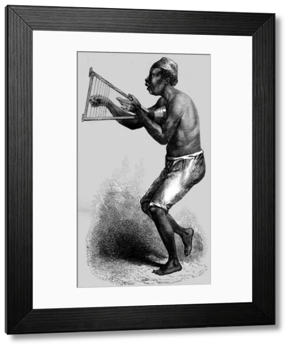 Framed Print : Kan-Gro Kenikbah, or Harpist; An Excursion in Dahomey, 1871. Creator: J. Alfred Skertchly Framed Print : Kan-Gro Kenikbah, or Harpist; An Excursion in Dahomey, 1871. Creator: J. Alfred Skertchly