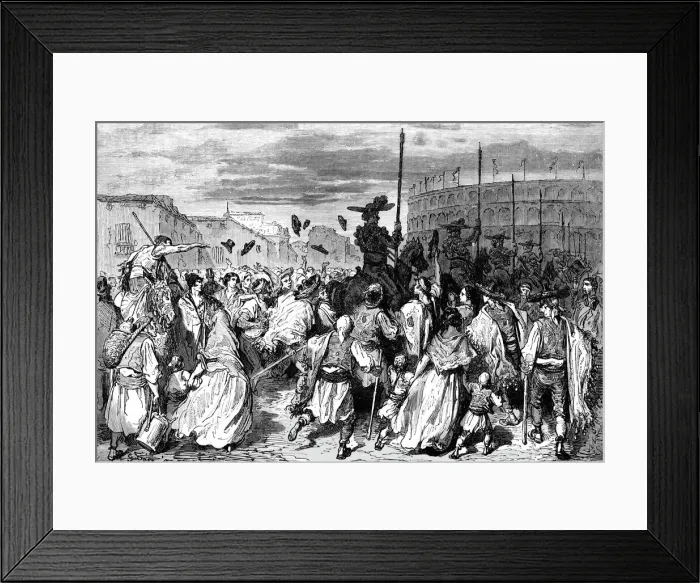 Framed Print : Arrival of the Picadors;An Autumn Tour in Andalusia, 1875. Creator: Gustave Doré Framed Print : Arrival of the Picadors;An Autumn Tour in Andalusia, 1875. Creator: Gustave Doré