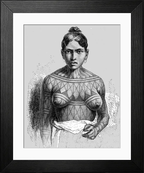 Framed Print : Mundi Rucu Girl, Tatooed; A Trip up the Trombetas, 1875. Creator: Unknown Framed Print : Mundi Rucu Girl, Tatooed; A Trip up the Trombetas, 1875. Creator: Unknown