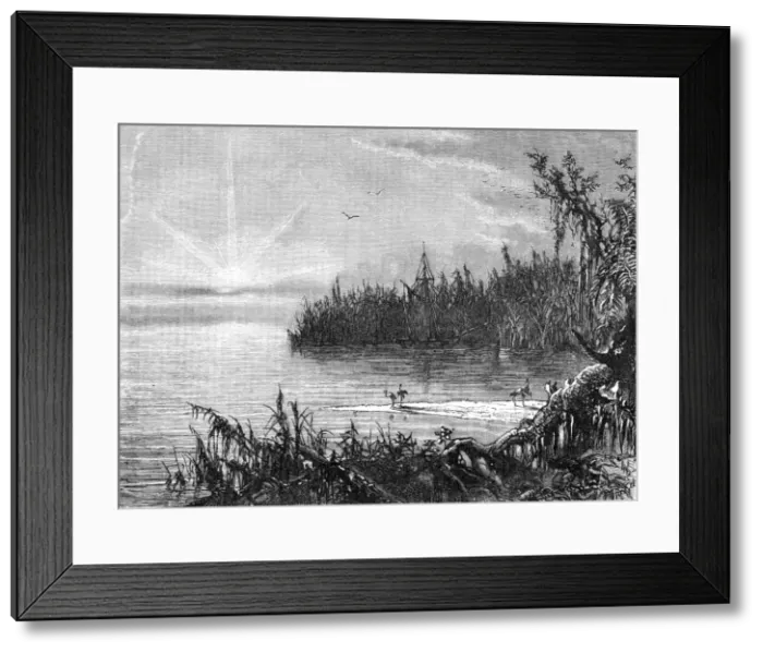 Framed Print : Scene upon the St. John s, Florida; A Flying Visit to Florida, 1875. Creator: Thomas Mayne Reid Framed Print : Scene upon the St. John s, Florida; A Flying Visit to Florida, 1875. Creator: Thomas Mayne Reid