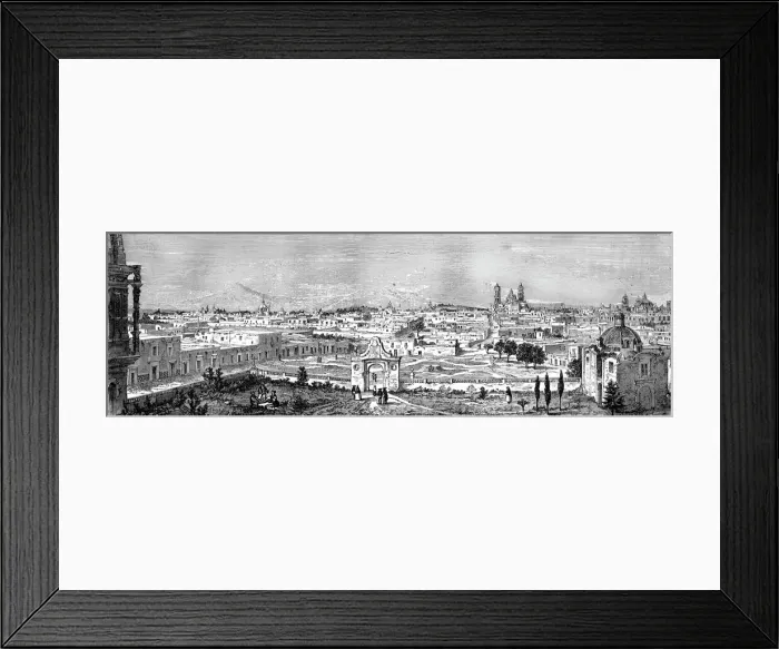 Framed Print : Puebla de Los Angeles--From the West; Across the Mexican Table-land. From Perote to Puebla, 1875. Creator: Unknown Framed Print : Puebla de Los Angeles--From the West; Across the Mexican Table-land. From Perote to Puebla, 1875. Creator: Unknown