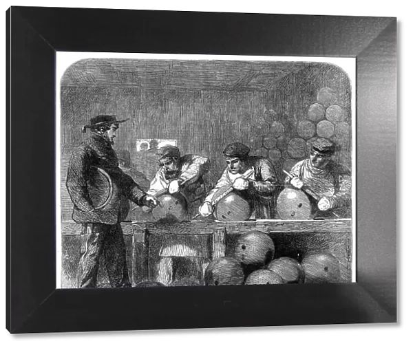 Finishing shells at Woolwich Arsenal, 1862. Creator: W Thomas