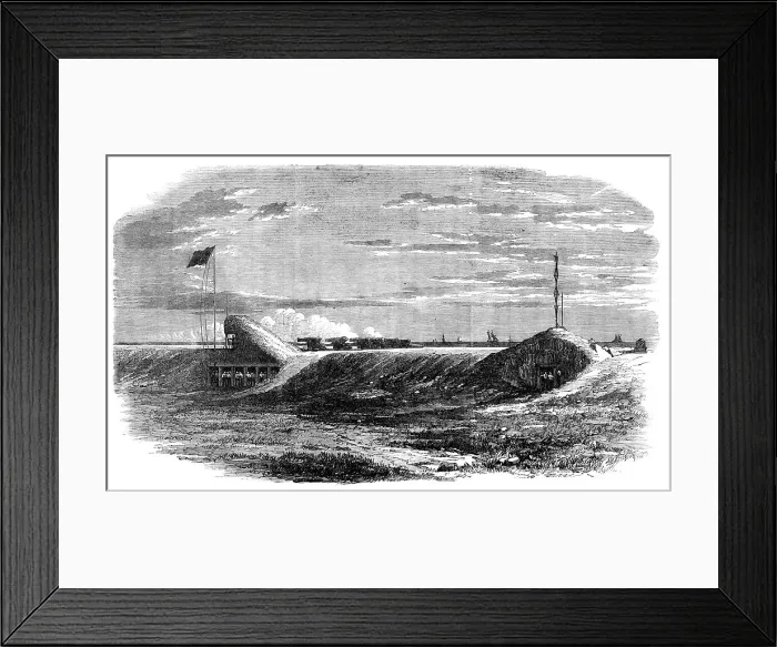 Framed Print : Testing heavy guns at Shoeburyness, 1862. Creator: Unknown Framed Print : Testing heavy guns at Shoeburyness, 1862. Creator: Unknown