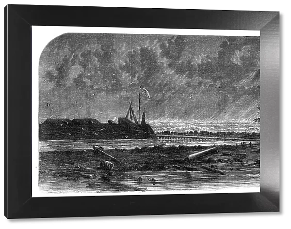 The Civil War in America: Hatteras Spit, with the wreck of the City of New York on the... 1862. Creator: Unknown