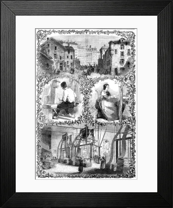 Framed Print : The New French Treaty - No. II. Lyons and French Silks, 1862. Creator: Unknown Framed Print : The New French Treaty - No. II. Lyons and French Silks, 1862. Creator: Unknown