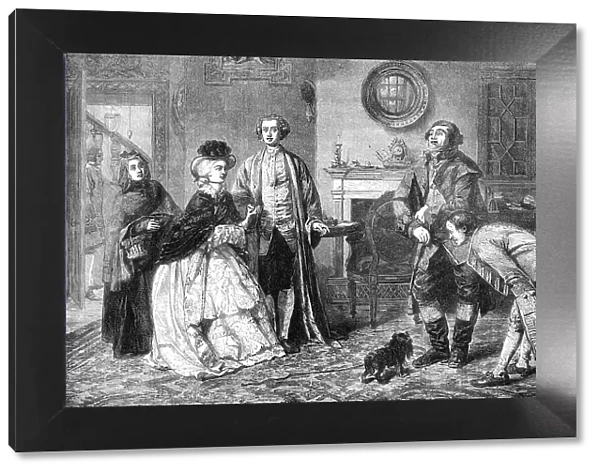 'Honeywood introducing the Bailiffs to Miss Richland as his friends', by W. P. Frith, R.A... 1862. Creator: W Thomas. 'Honeywood introducing the Bailiffs to Miss Richland as his friends', by W. P. Frith, R.A... 1862. Creator: W Thomas