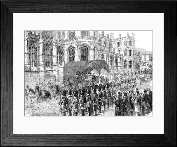 Framed Print : The Funeral of His Late Royal Highness the Prince Consort: the hearse at St. George's Chapel, 1862. Creator: Unknown Framed Print : The Funeral of His Late Royal Highness the Prince Consort: the hearse at St. George's Chapel, 1862. Creator: Unknown