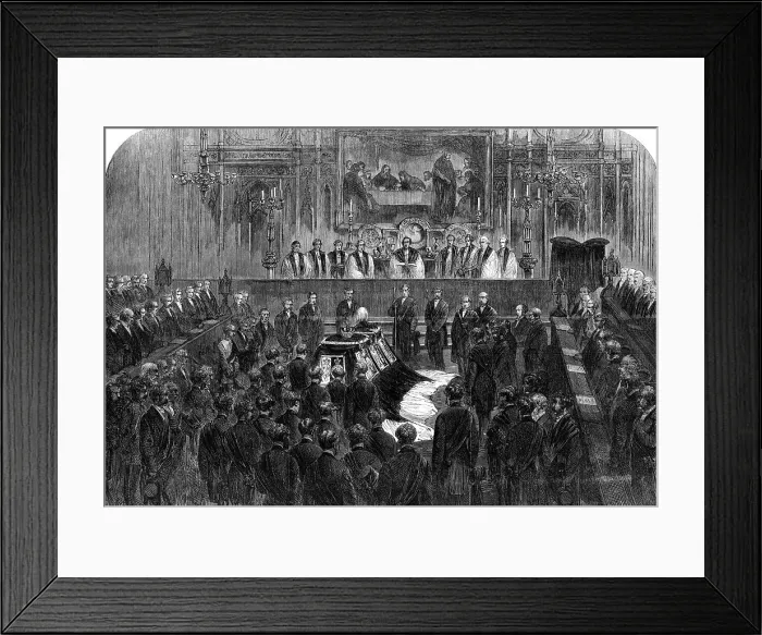 Framed Print : The Funeral of His Late Royal Highness the Prince Consort: the funeral ceremony in the choir, 1862. Creator: Unknown