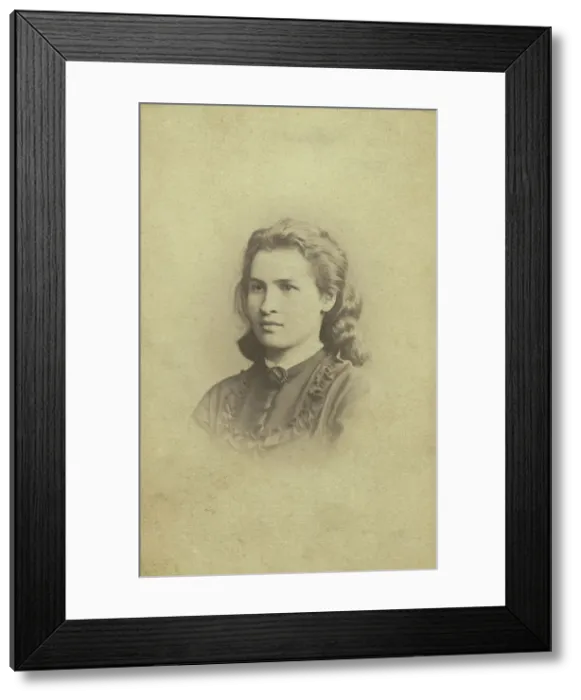 Framed Print : Alexandra Ivanova Uspenskaia, head-and-shoulders portrait, facing left, between 1870 and 1875. Creator: Unknown Framed Print : Alexandra Ivanova Uspenskaia, head-and-shoulders portrait, facing left, between 1870 and 1875. Creator: Unknown