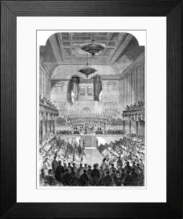 Framed Print : The Duke of Leinster presenting prizes to the children of the Masonic Female Orphan... 1862. Creator: Unknown Framed Print : The Duke of Leinster presenting prizes to the children of the Masonic Female Orphan... 1862. Creator: Unknown