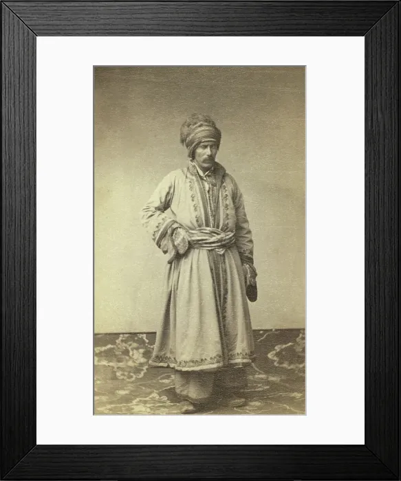 Framed Print : George Kennan, full-length portrait in traditional costume of unidentified... between 1870 and 86. Creator: Unknown Framed Print : George Kennan, full-length portrait in traditional costume of unidentified... between 1870 and 86. Creator: Unknown