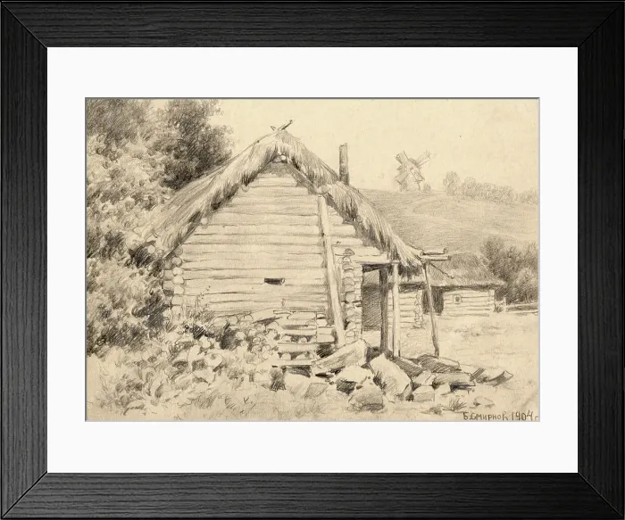 Framed Print : Shed in a Village near the Ural Mountains, 1904. Creator: Boris Vasilievich Smirnov Framed Print : Shed in a Village near the Ural Mountains, 1904. Creator: Boris Vasilievich Smirnov
