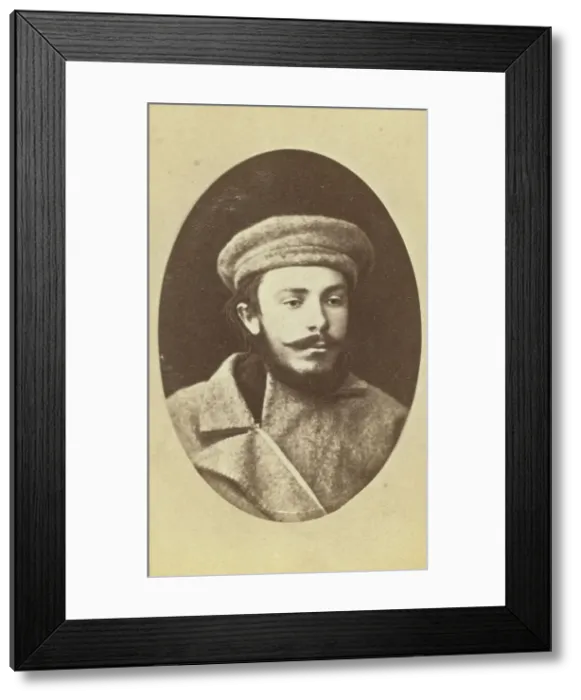 Framed Print : Head-and-shoulders portrait of a man, dressed in convict clothing, facing... between 1880 and 1886. Creator: Unknown Framed Print : Head-and-shoulders portrait of a man, dressed in convict clothing, facing... between 1880 and 1886. Creator: Unknown