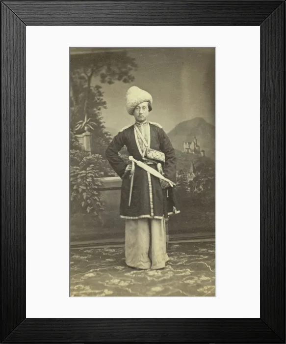 Framed Print : Full-length portrait of unidentified man in Georgian(?) dress, facing front, between 1870 and 1886. Creator: Unknown Framed Print : Full-length portrait of unidentified man in Georgian(?) dress, facing front, between 1870 and 1886. Creator: Unknown