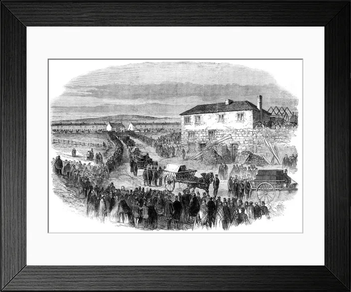 Framed Print : The New Hartley Pit Calamity: the funeral procession leaving Colliery Row for Earsdon... 1862. Creator: Unknown Framed Print : The New Hartley Pit Calamity: the funeral procession leaving Colliery Row for Earsdon... 1862. Creator: Unknown