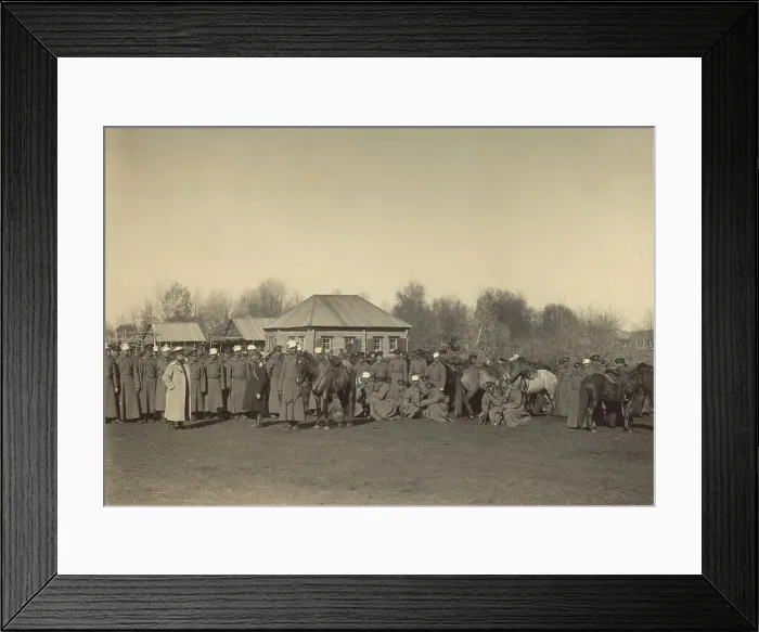 Framed Print : Sotnia (Cossack Cavalry Squadron) Camp in the Frontier Village of Kenderlyksk in the... 1909. Creator: Nikolai Georgievich Katanaev Framed Print : Sotnia (Cossack Cavalry Squadron) Camp in the Frontier Village of Kenderlyksk in the... 1909. Creator: Nikolai Georgievich Katanaev