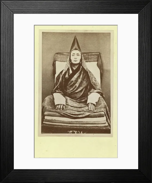 Framed Print : Full-length portrait of the grand lama of the Selenginsk lamasery, seated... between 1870 and 86. Creator: Unknown Framed Print : Full-length portrait of the grand lama of the Selenginsk lamasery, seated... between 1870 and 86. Creator: Unknown