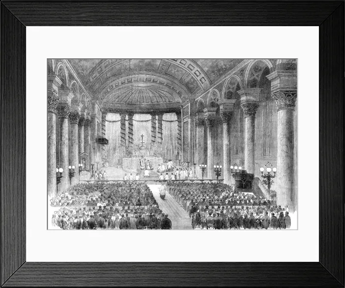 Framed Print : Midnight Mass at St. Mary's, Moorfields, on Christmas Eve, 1862. Creator: J. Williamson Framed Print : Midnight Mass at St. Mary's, Moorfields, on Christmas Eve, 1862. Creator: J. Williamson