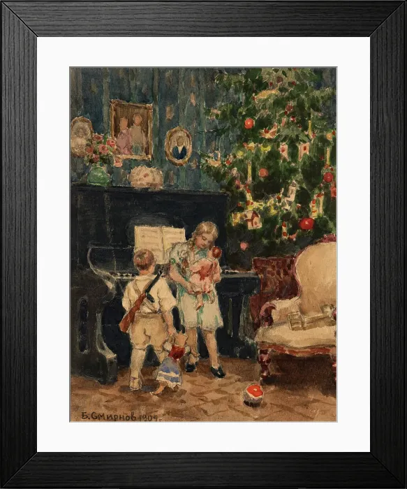 Framed Print : Christmas Tree in the House of Wealthy Residents of Irkutsk, 1904. Creator: Boris Vasilievich Smirnov