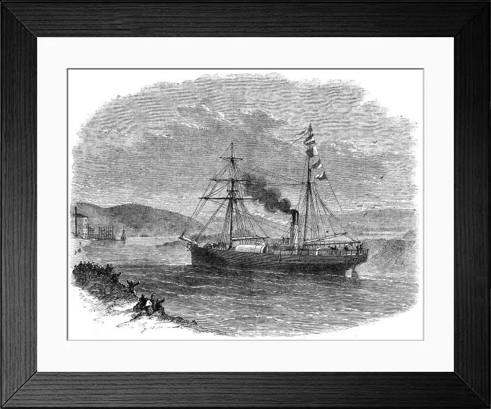Framed Print : The Volunteer lying inside the bar of Kowie River, Port Alfred, near Graham's Town, Cape... 1862. Creator: Unknown
