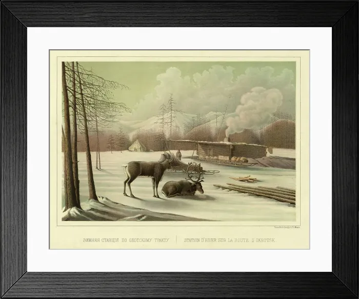 Framed Print : Winter Station on the Route to Okhotsk, 1856. Creator: Ivan Dem'ianovich Bulychev Framed Print : Winter Station on the Route to Okhotsk, 1856. Creator: Ivan Dem'ianovich Bulychev
