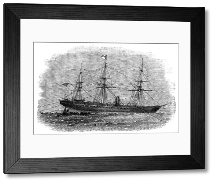 Framed Print : The Peninsular and Oriental Company's ship Candia under repair on the Atakah Reef, 1862. Creator: Unknown