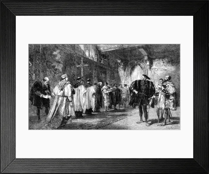 Framed Print : Cardinal Wolsey and the Duke of Buckingham, by John Gilbert, in the Gallery of the... 1862. Creator: Unknown. Cardinal Wolsey and the Duke of Buckingham, by John Gilbert, in the Gallery of the... 1862. Creator: Unknown Framed Print : Cardinal Wolsey and the Duke of Buckingham, by John Gilbert, in the Gallery of the... 1862. Creator: Unknown. Cardinal Wolsey and the Duke of Buckingham, by John Gilbert, in the Gallery of the... 1862. Creator: Unknown