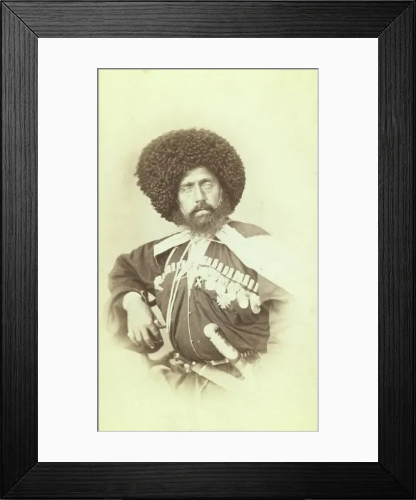 Framed Print : Half-length portrait of Transcaucasian man, facing front, between 1870 and 1886. Creator: Unknown Framed Print : Half-length portrait of Transcaucasian man, facing front, between 1870 and 1886. Creator: Unknown