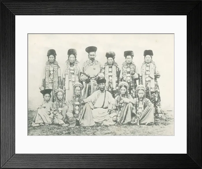 Framed Print : A group of Buryats and Buryat women from the Selenga district, 1904-1917. Creator: Unknown Framed Print : A group of Buryats and Buryat women from the Selenga district, 1904-1917. Creator: Unknown