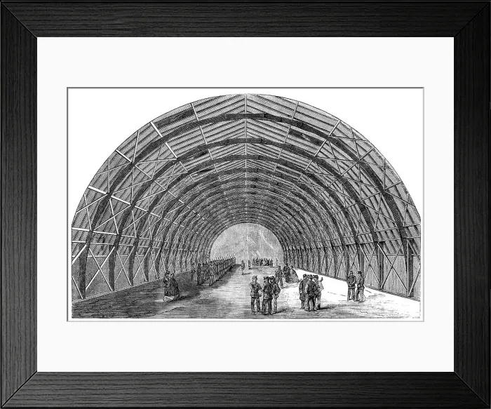 Framed Print : Volunteer Drill-shed at Birkenhead for the 1st Cheshire Volunteer Engineers, 1862. Creator: Unknown