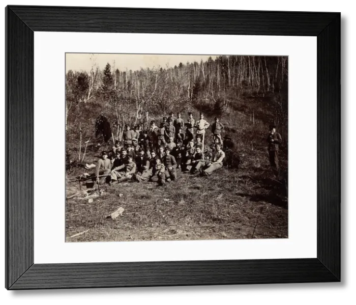 Framed Print : A group of Irkutsk high school students on an excursion in the forest, 1900. Creators: I. A. Podgorbunskii, V. I. Podgorbunskii Framed Print : A group of Irkutsk high school students on an excursion in the forest, 1900. Creators: I. A. Podgorbunskii, V. I. Podgorbunskii