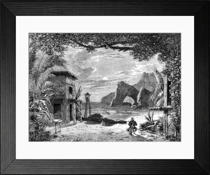 Framed Print : Blondin's Pantomimic Drama at the Crystal Palace: Planter's House on the coast of Brazil... 1862. Creator: Unknown Framed Print : Blondin's Pantomimic Drama at the Crystal Palace: Planter's House on the coast of Brazil... 1862. Creator: Unknown