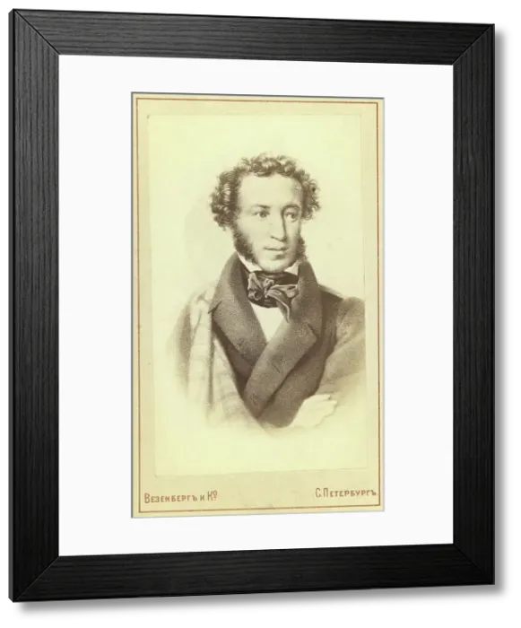 Framed Print : Aleksandr Sergeevich Pushkin, half-length portrait, facing slightly right, between 1880 and 1886. Creator: Unknown Framed Print : Aleksandr Sergeevich Pushkin, half-length portrait, facing slightly right, between 1880 and 1886. Creator: Unknown
