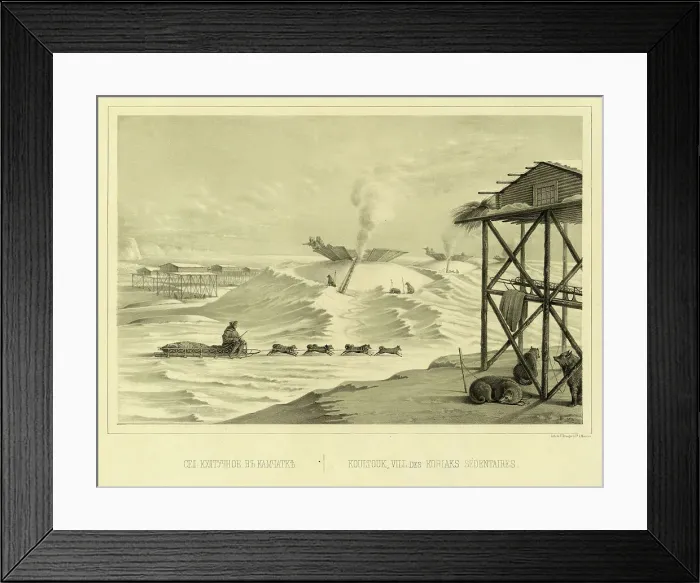 Framed Print : The Village of Kultuchnoe in Kamchatka. 1856. Creator: Ivan Dem'ianovich Bulychev Framed Print : The Village of Kultuchnoe in Kamchatka. 1856. Creator: Ivan Dem'ianovich Bulychev