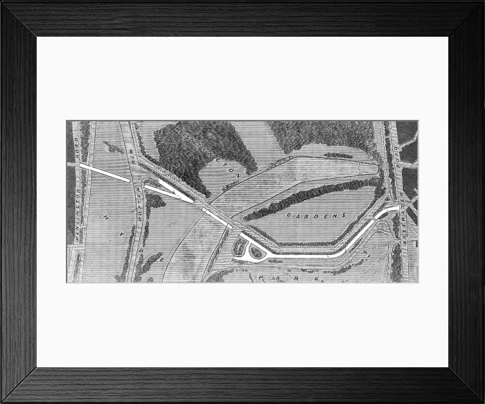 Framed Print : The proposed road through Hyde Park to the International Exhibition, 1862. Creator: Unknown