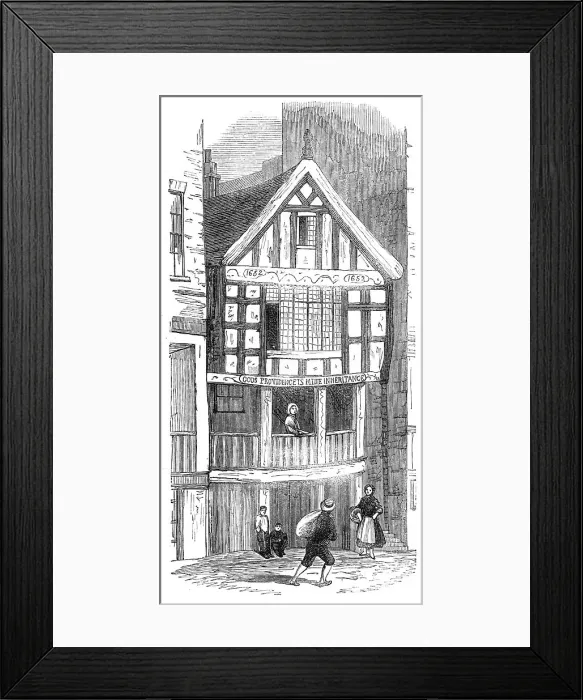 Framed Print : God's Providence House, Watergate-street, Chester, 1862. Creator: Unknown. God's Providence House, Watergate-street, Chester, 1862. Creator: Unknown Framed Print : God's Providence House, Watergate-street, Chester, 1862. Creator: Unknown. God's Providence House, Watergate-street, Chester, 1862. Creator: Unknown