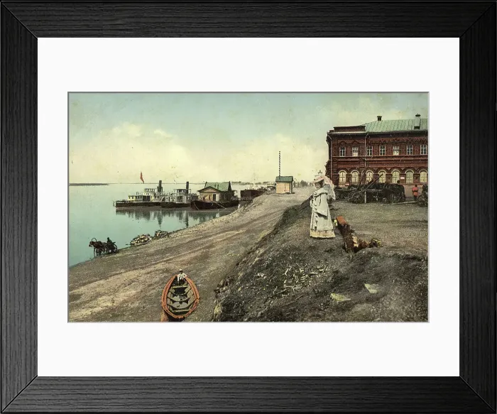 Framed Print : Tomsk: Pier on the Tom River, 1904-1917. Creator: Unknown Framed Print : Tomsk: Pier on the Tom River, 1904-1917. Creator: Unknown