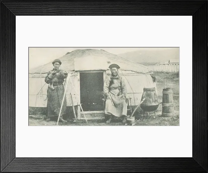 Framed Print : Tunguz in front of the yurt, 1904-1917. Creator: Unknown Framed Print : Tunguz in front of the yurt, 1904-1917. Creator: Unknown