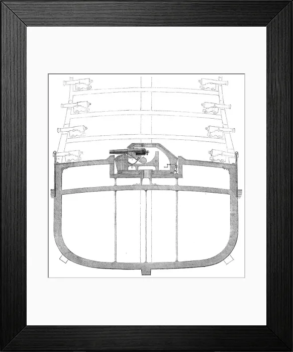 Framed Print : Section of a three-decker, showing Captain Coles's mode of altering the same into a shield... 1862. Creator: Unknown Framed Print : Section of a three-decker, showing Captain Coles's mode of altering the same into a shield... 1862. Creator: Unknown