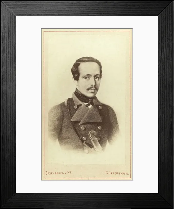 Framed Print : Mikhail Yuryevich Lermontov, half-length portrait, facing front, between 1880 and 1886. Creator: Unknown Framed Print : Mikhail Yuryevich Lermontov, half-length portrait, facing front, between 1880 and 1886. Creator: Unknown