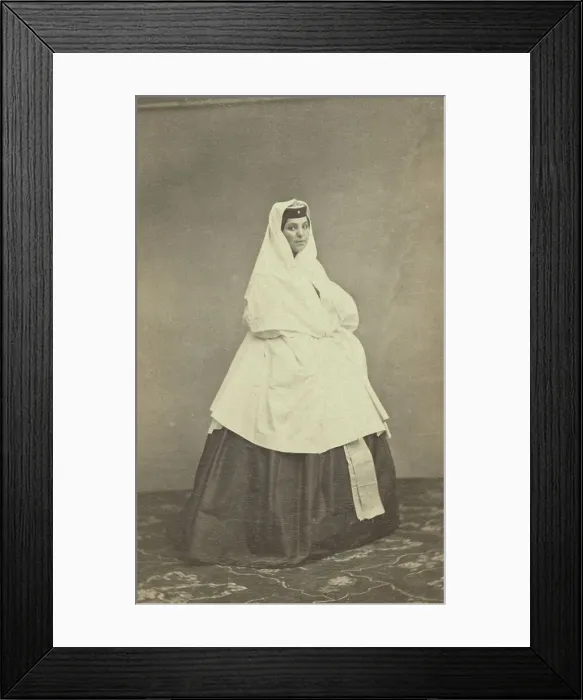 Framed Print : Full-length portrait of Georgian woman, facing right, between 1870 and 1886. Creator: Unknown Framed Print : Full-length portrait of Georgian woman, facing right, between 1870 and 1886. Creator: Unknown