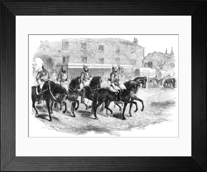 Framed Print : The annual change of the Household Brigade the Second Life Guards arriving at Albany... 1862. Creator: Unknown Framed Print : The annual change of the Household Brigade the Second Life Guards arriving at Albany... 1862. Creator: Unknown