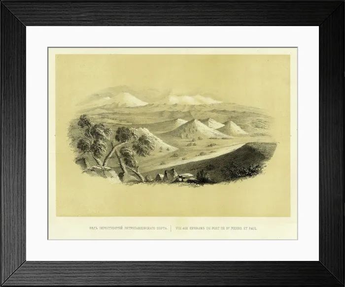 Framed Print : View of the Countryside near the Port of Petropavlovsk, 1856. Creator: Ivan Dem'ianovich Bulychev Framed Print : View of the Countryside near the Port of Petropavlovsk, 1856. Creator: Ivan Dem'ianovich Bulychev
