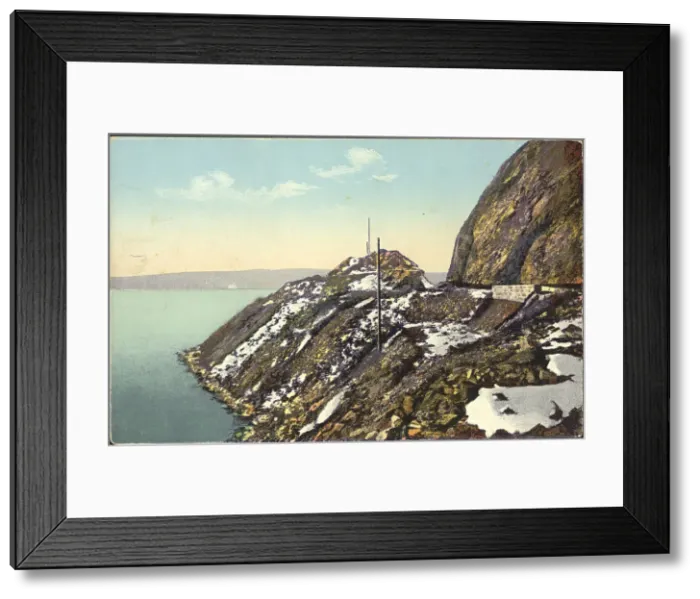 Framed Print : Lake Baikal, rock and excavation near the pier of Mysovaya station, 1904-1917. Creator: Unknown Framed Print : Lake Baikal, rock and excavation near the pier of Mysovaya station, 1904-1917. Creator: Unknown