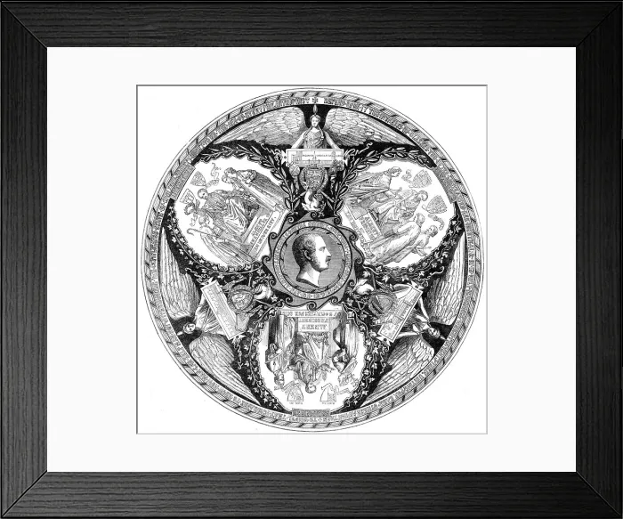 Framed Print : The International Exhibition: the Albert Commemoration Tazza, designed for the London... 1862. Creator: Unknown Framed Print : The International Exhibition: the Albert Commemoration Tazza, designed for the London... 1862. Creator: Unknown