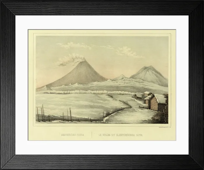 Framed Print : Klyuchevskoi Volcano, 1856. Creator: Ivan Dem'ianovich Bulychev Framed Print : Klyuchevskoi Volcano, 1856. Creator: Ivan Dem'ianovich Bulychev