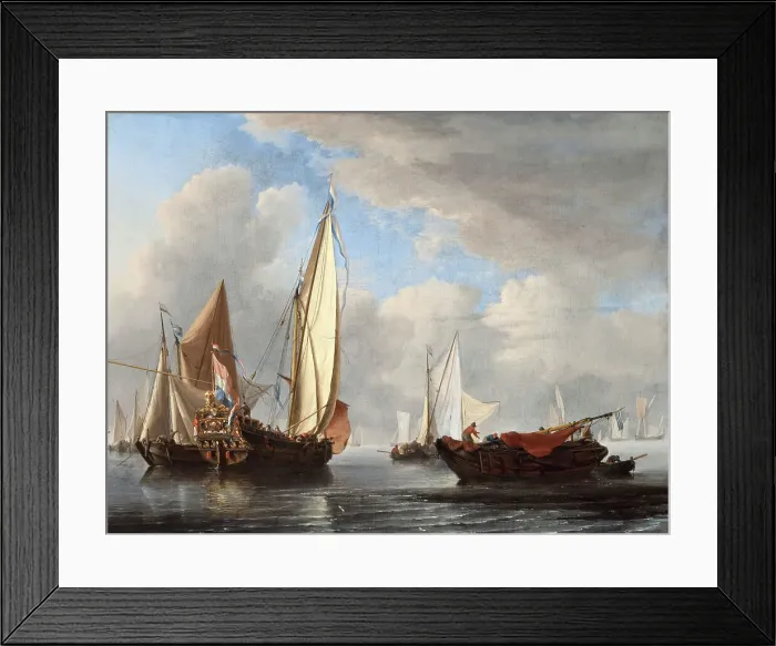 Framed Print : A Yacht and Other Vessels in a Calm, 1671. Creator: Willem van de Velde the Younger Framed Print : A Yacht and Other Vessels in a Calm, 1671. Creator: Willem van de Velde the Younger